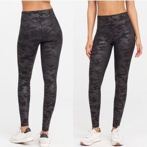 Spanx Black Faux Leather Camo Leggings
